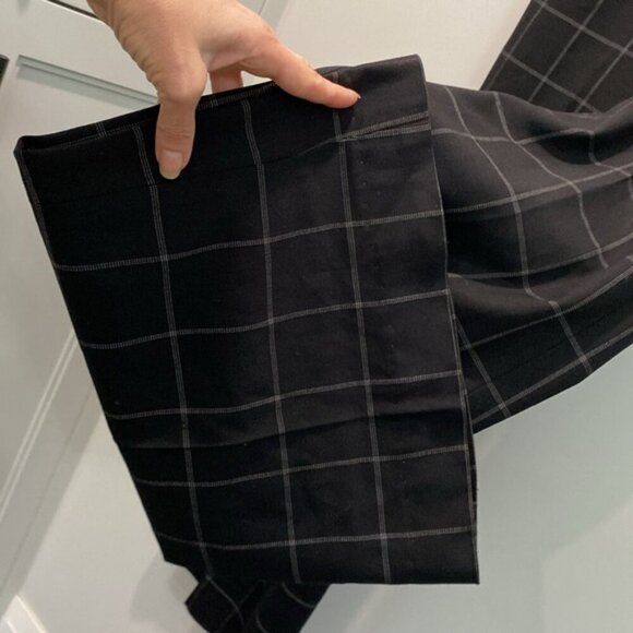 Club Monaco Black Wool Checkered Wide Leg Pants Size 8 TALL - Picture 7 of 15